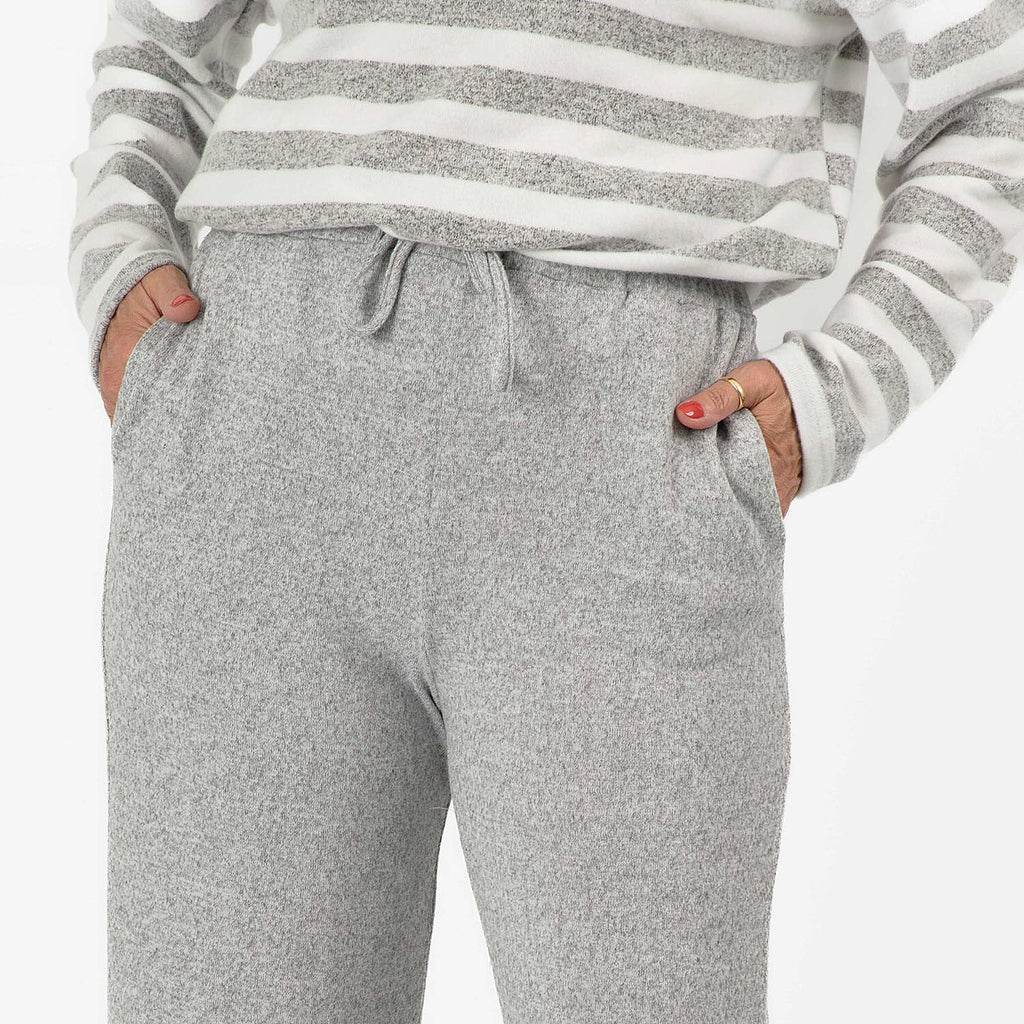 - Maisi Brushed Marl Wide Leg Trousers (Size - XL, 20 to 22) - Grey