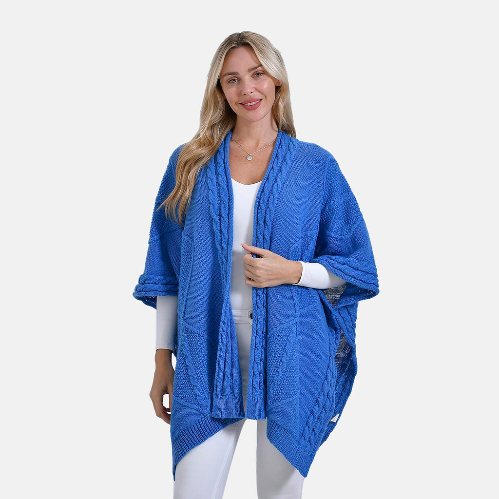 - Maisi Cozy Cable Knitted Cardigan (One Size, 8 to 24) - Blue