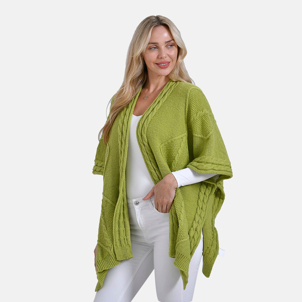 - Maisi Cozy Cable Knitted Cardigan (One Size 8 T0 24) - Green
