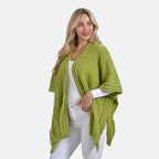 & maisi Women’s Cozy Cable-Knit Open-Front Poncho Cardigan