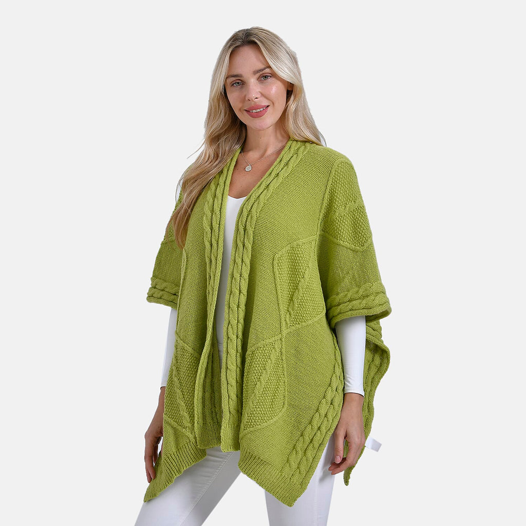 - Maisi Cozy Cable Knitted Cardigan (One Size 8 T0 24) - Green