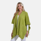 & maisi Women’s Cozy Cable-Knit Open-Front Poncho Cardigan