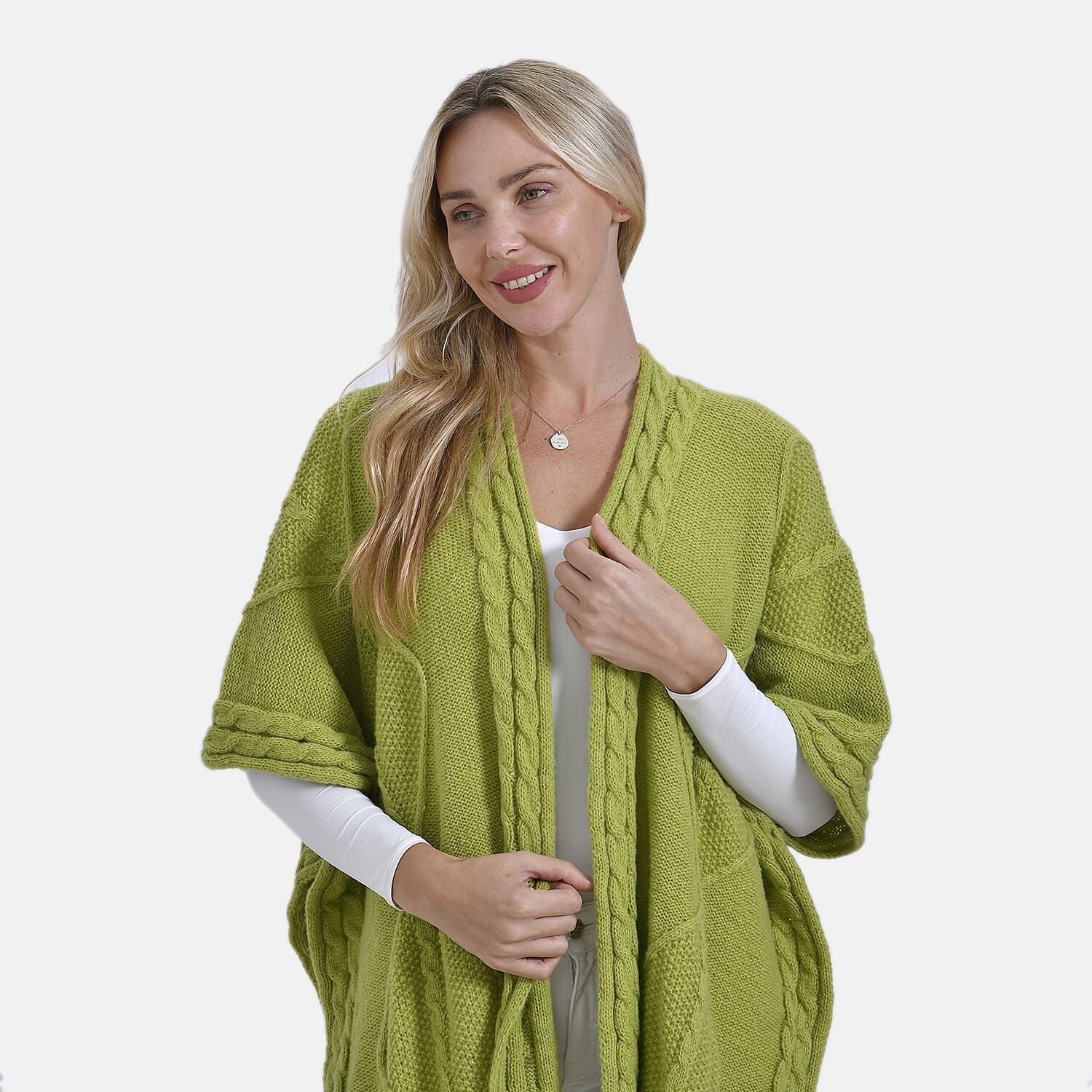 - Maisi Cozy Cable Knitted Cardigan (One Size 8 T0 24) - Green
