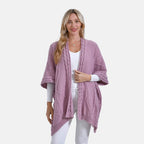 & maisi Women’s Cozy Cable-Knit Open-Front Poncho Cardigan
