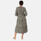 - Maisi Soft Touch Knitted Dotty Print Shirred Dress (Size - XL) - Green