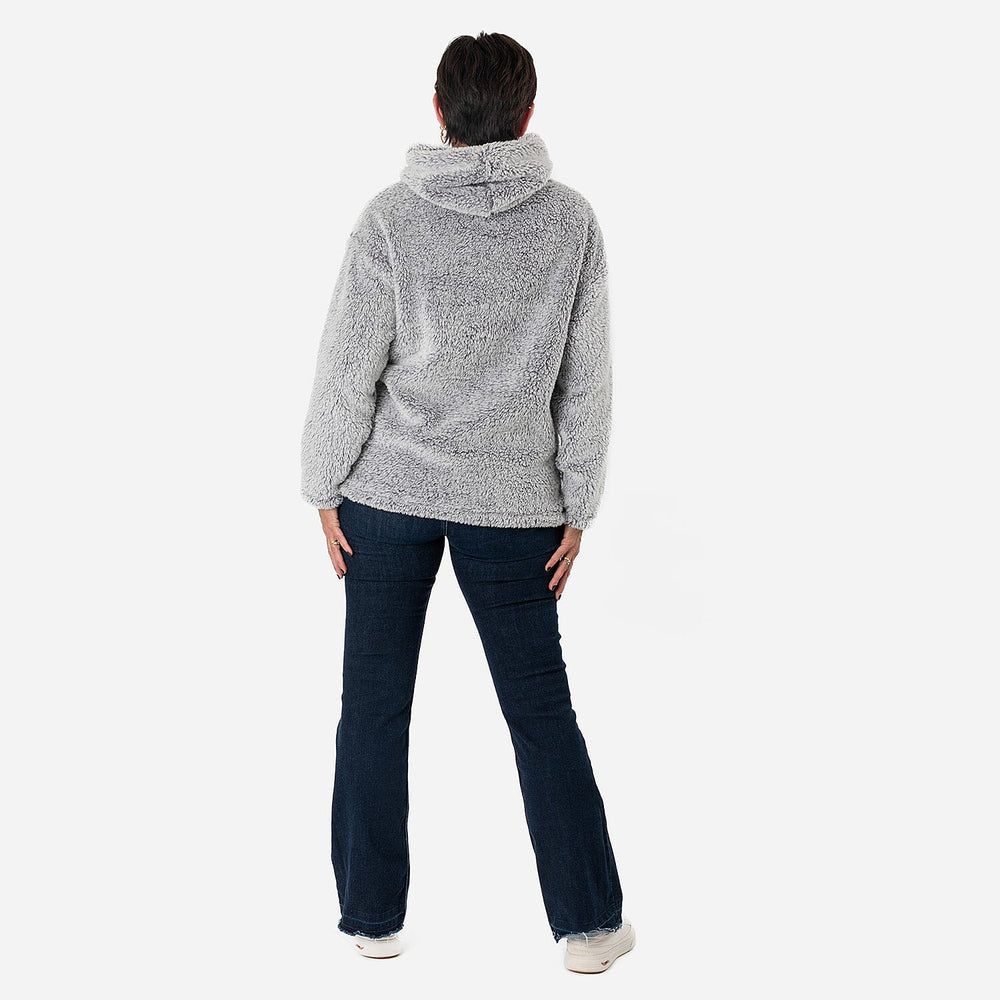 - Maisi Fleece Pullover Hoodie (Size L) - Light - Dark Grey
