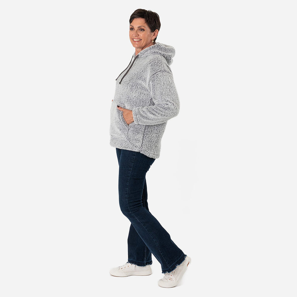 - Maisi Fleece Pullover Hoodie (Size M) - Light - Dark Grey