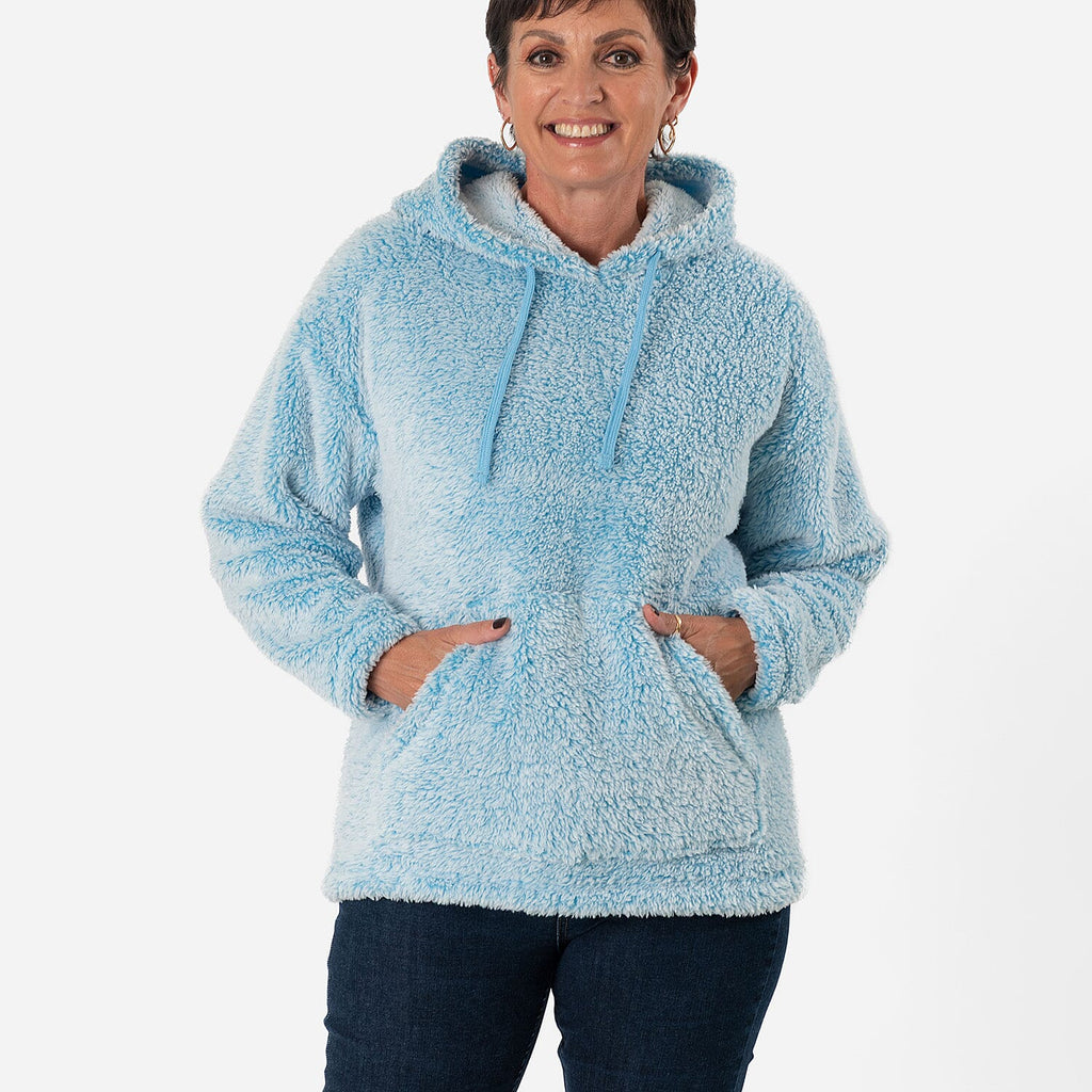 - Maisi Fleece Pullover Hoodie (Size M) - Sky Blue