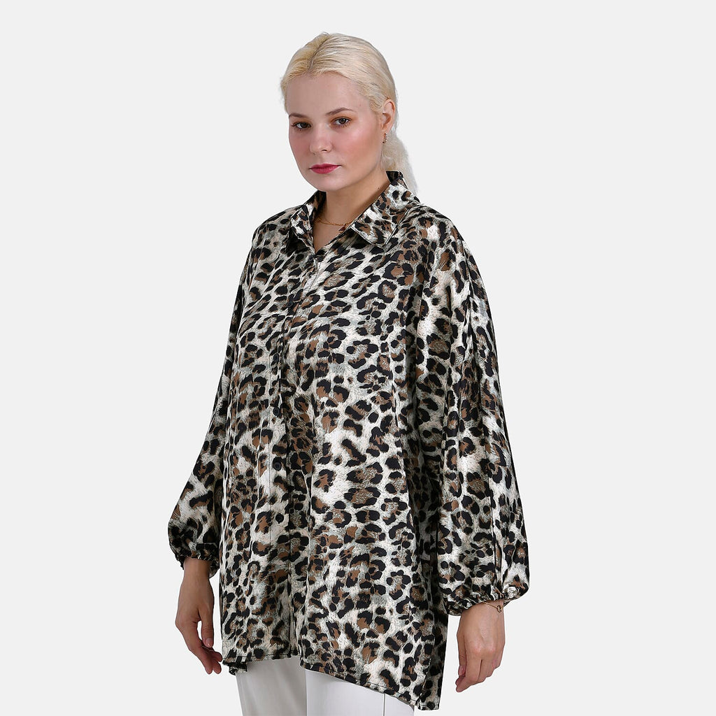 - Maisi Leopard Print Oversized Shirt (Size S-M) - Black