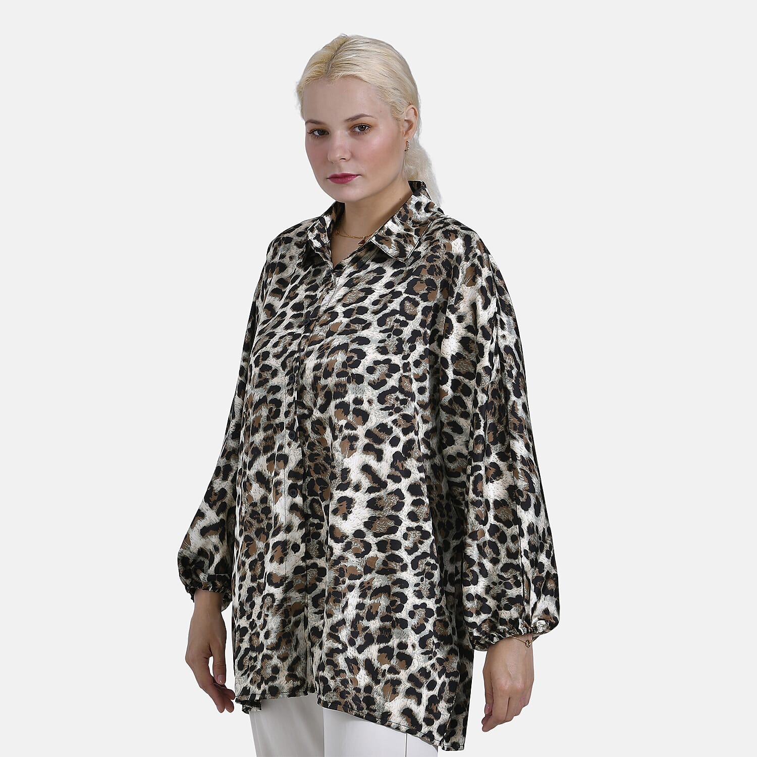 - Maisi Leopard Print Oversized Shirt (Size S-M) - Black