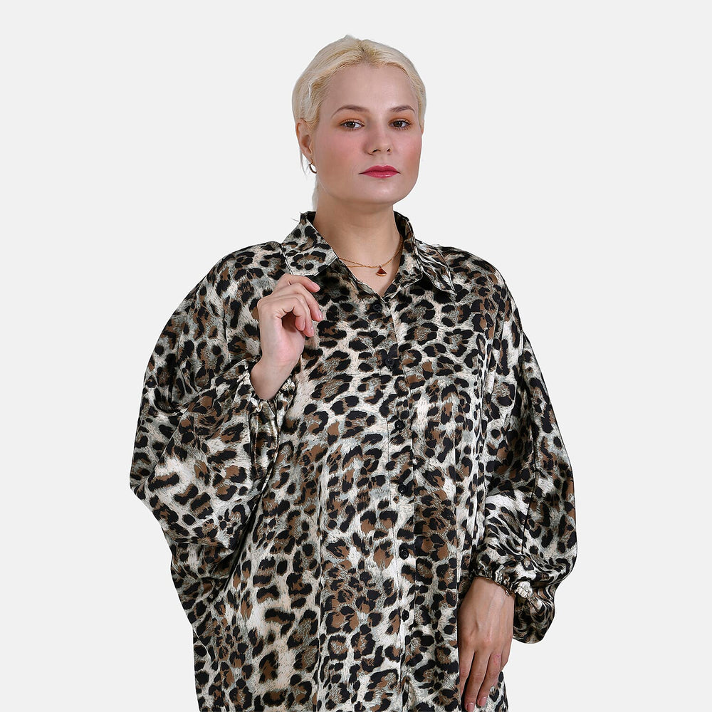 - Maisi Leopard Print Oversized Shirt (Size S-M) - Black