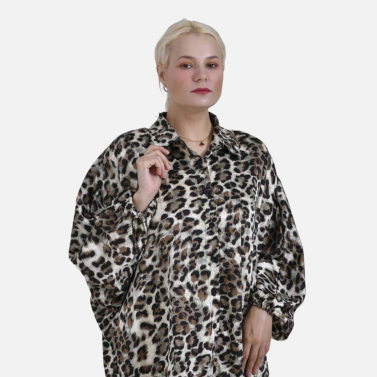 - Maisi Leopard Print Oversized Shirt (Size S-M) - Black