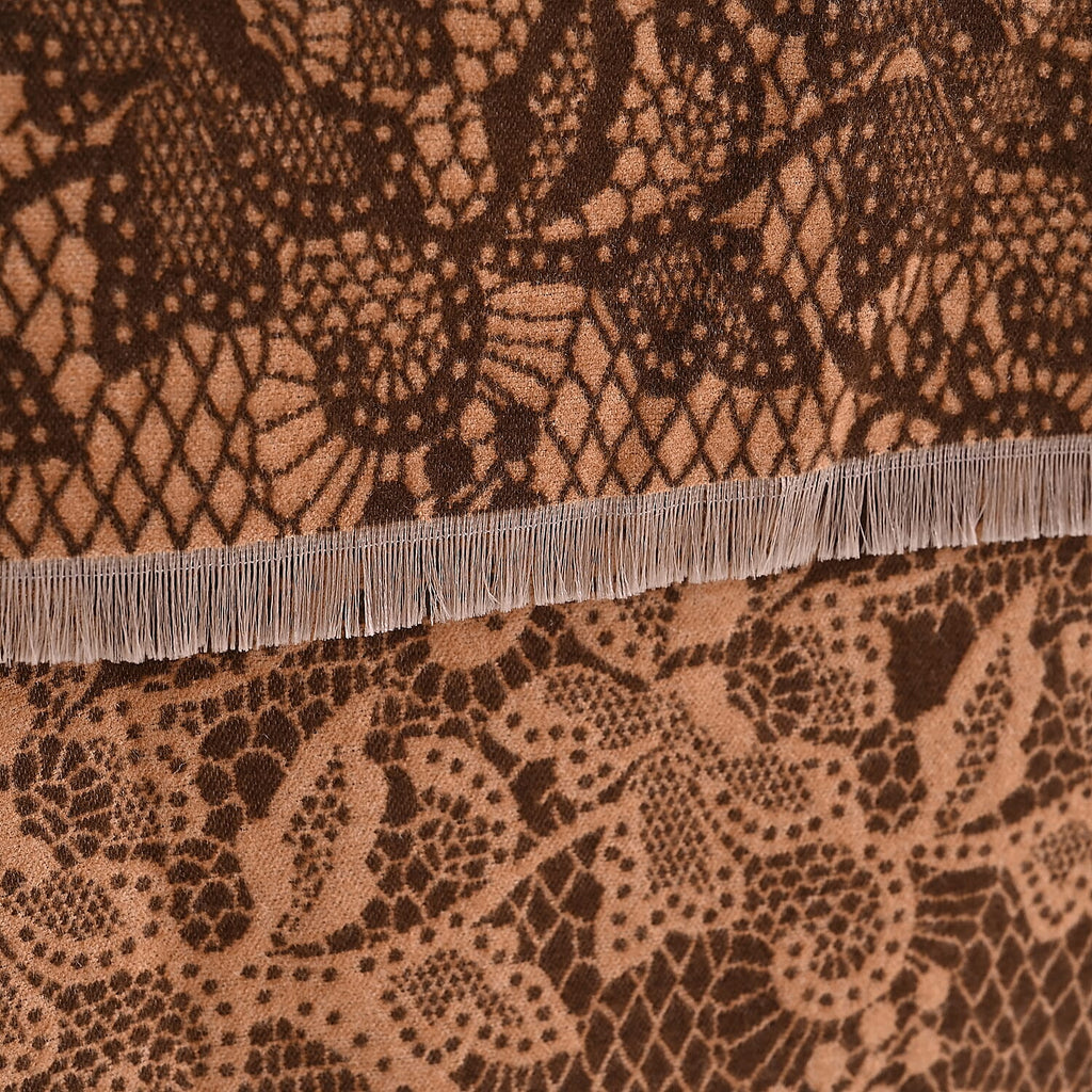 - Maisi Leopard Printed Colour-Block Tassel Scarf (180 x 75Cm) - Beige, Off-White - Brown