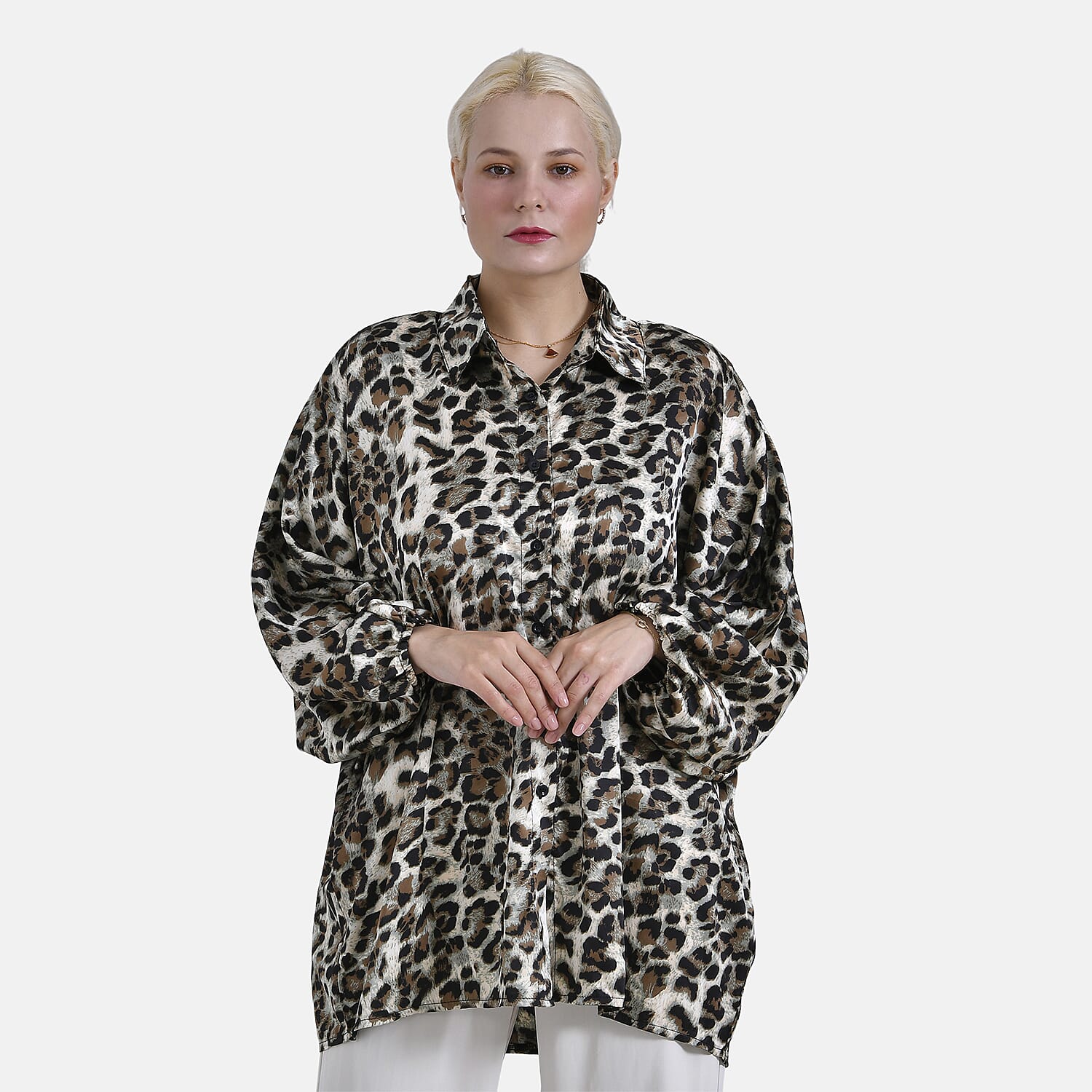 - Maisi Leopard Print Oversized Shirt (Size L-XL) - Black