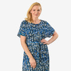 - Maisi Belted Printed Midi Dress (Size L) - Blue