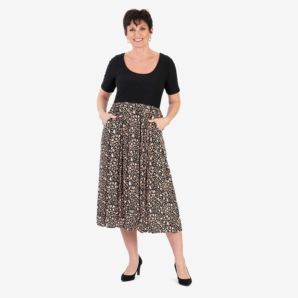 - Maisi 2-in-1 Printed Midi Dress (Size L) - Brown