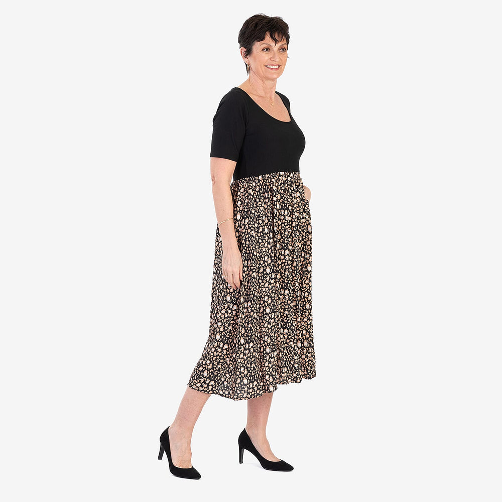 - Maisi 2-in-1 Printed Midi Dress (Size L) - Brown