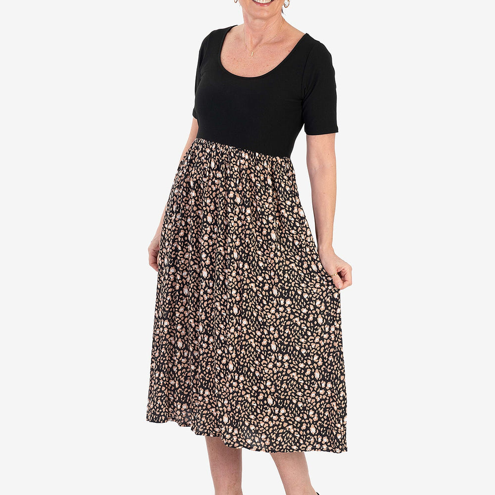 - Maisi 2-in-1 Printed Midi Dress (Size L) - Brown