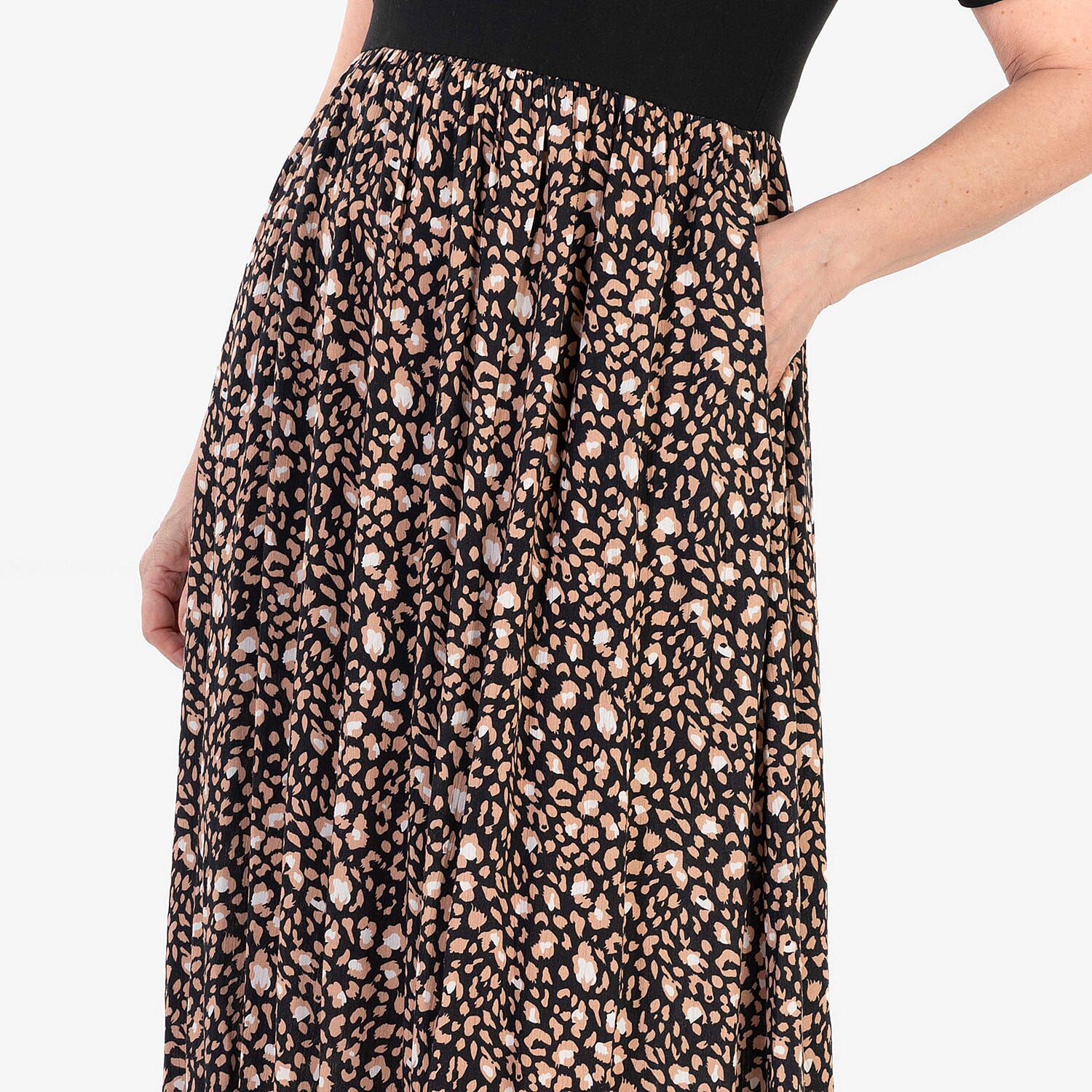 - Maisi 2-in-1 Printed Midi Dress (Size L) - Brown