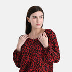 - Maisi Knitted Leopard Print Blouse (Size 10-12) - Black - Red