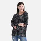 - Maisi Knitted Floral Print Blouse (Size 8-10) - Dark Purple