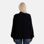 - Maisi Long-Sleeved Blouse With Keyhole Neck Detail (Size 8 To 10) - Black