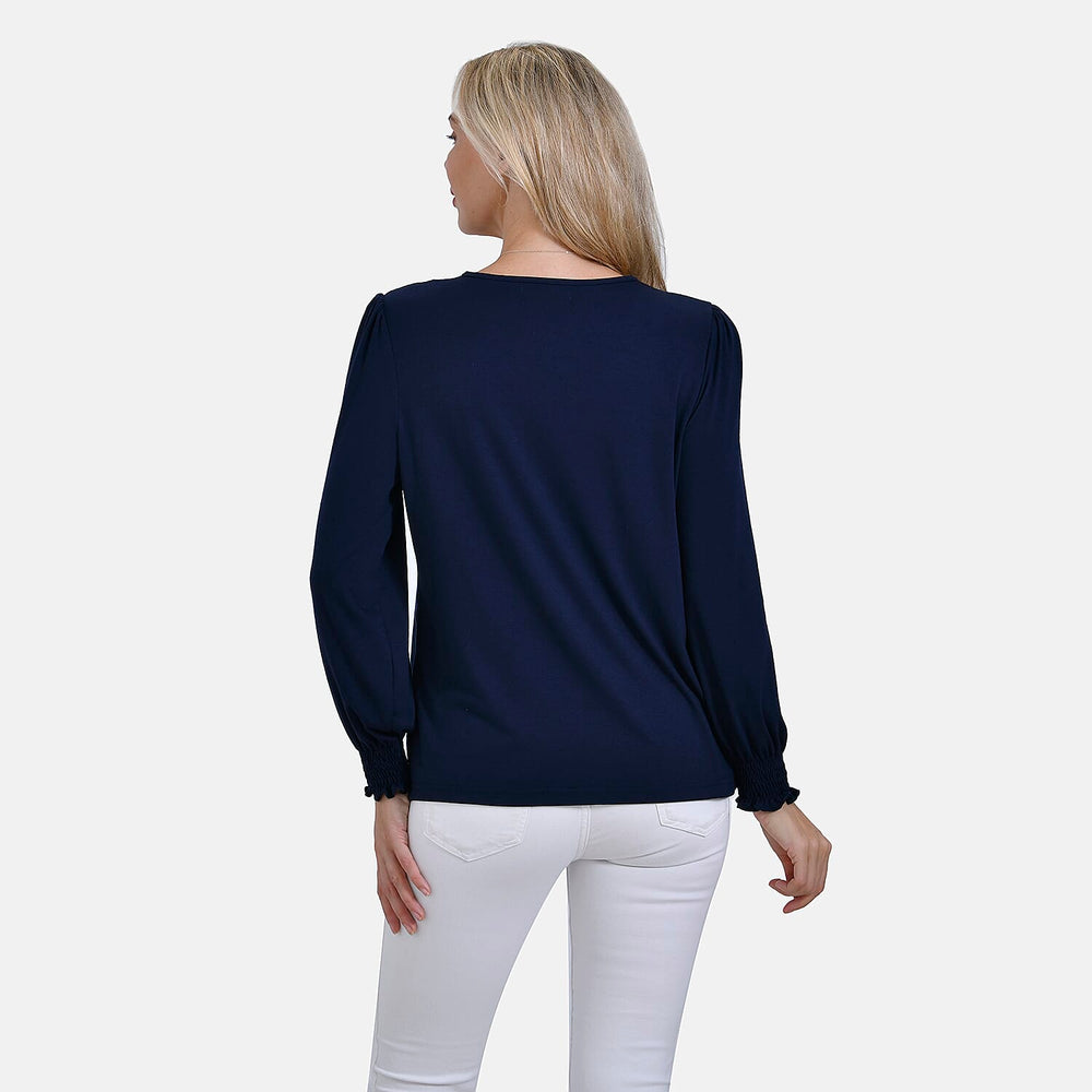 - Maisi V-Neck Lace Blouse (Size S) - Blue