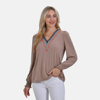 - Maisi V-Neck Lace Blouse (Size S) - Khaki