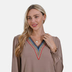 - Maisi V-Neck Lace Blouse (Size S) - Khaki