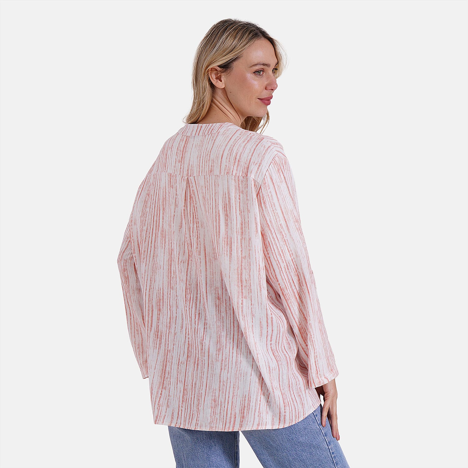 - Maisi Womens Linen Blend Super Soft Long Sleeve Relaxed Fit Blouse (Size S) - Orange
