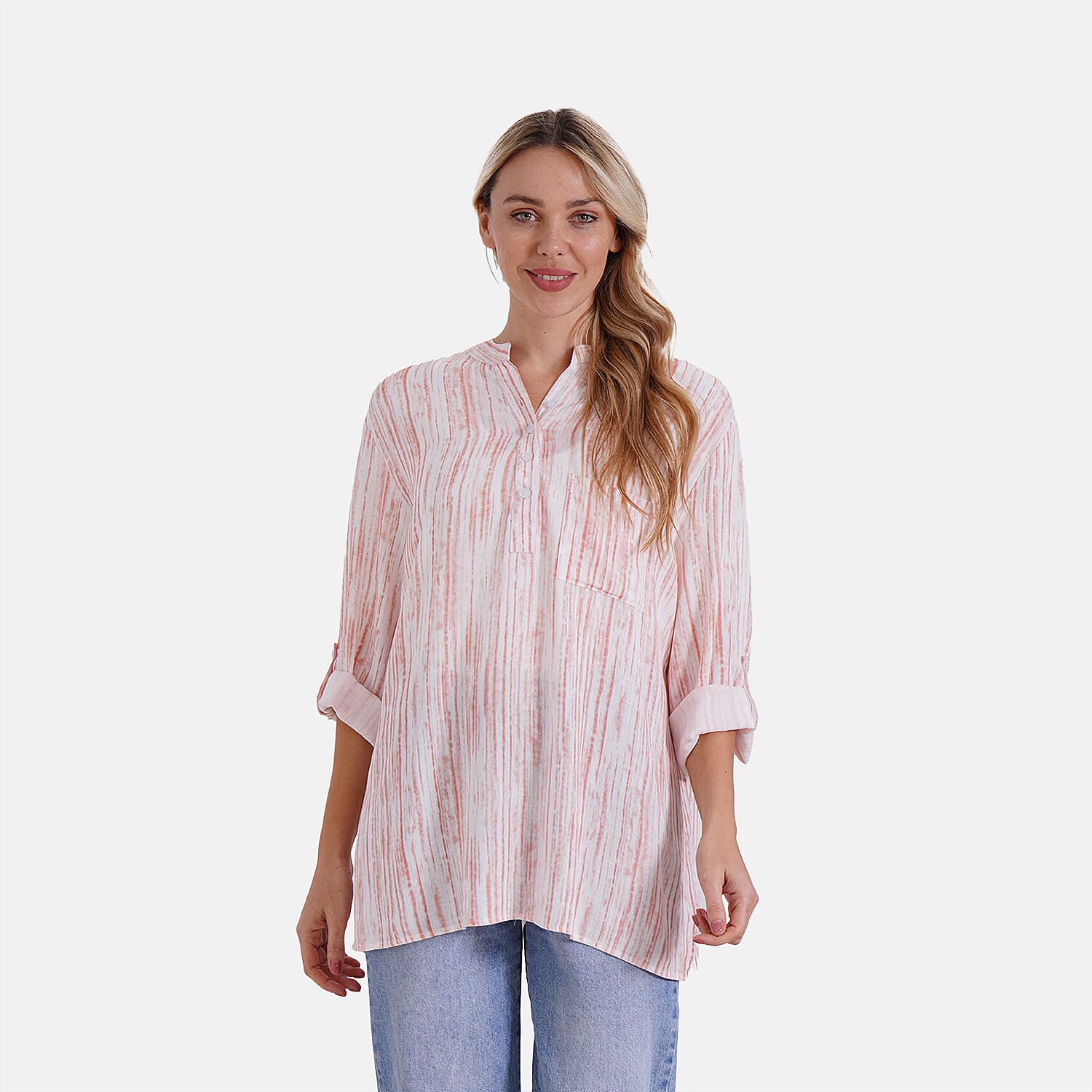- Maisi Womens Linen Blend Super Soft Long Sleeve Relaxed Fit Blouse (Size S) - Orange