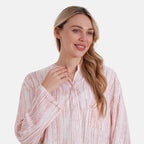 - Maisi Womens Linen Blend Super Soft Long Sleeve Relaxed Fit Blouse (Size S) - Orange