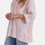 - Maisi Womens Linen Blend Super Soft Long Sleeve Relaxed Fit Blouse (Size S) - Orange