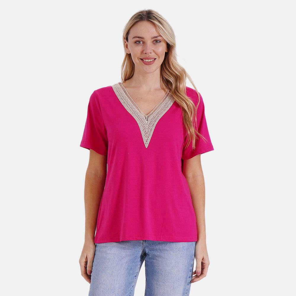 & Maisi Patterned Blouse (Size - Small) - Pink & Navy
