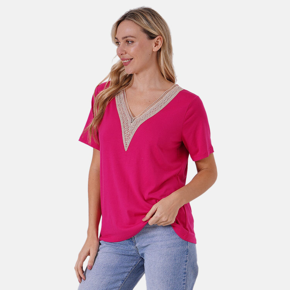 & Maisi Patterned Blouse (Size - Small) - Pink & Navy