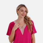 & Maisi Patterned Blouse (Size - Small) - Pink & Navy