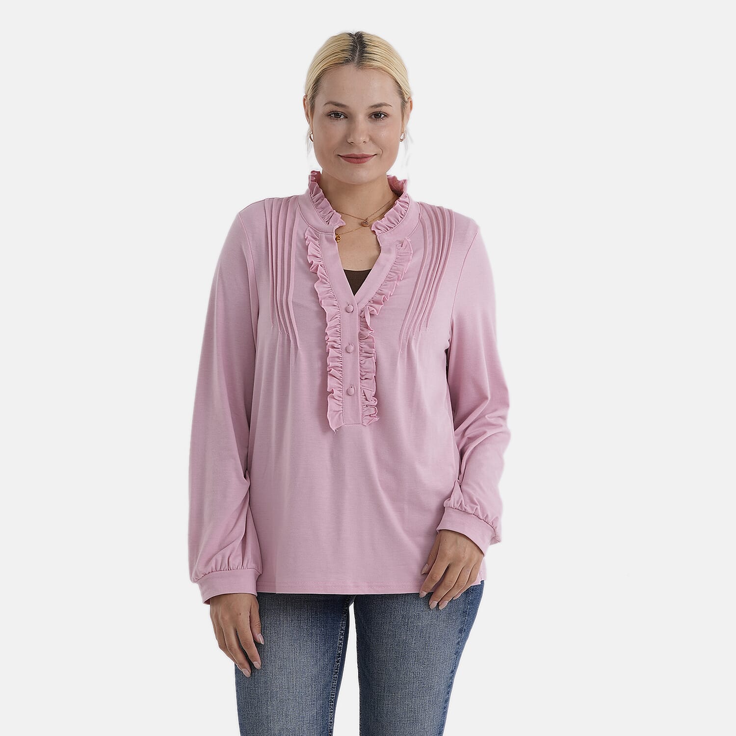 - Maisi Agaric Lace Collar Top (Size 8 to 10) - Pink