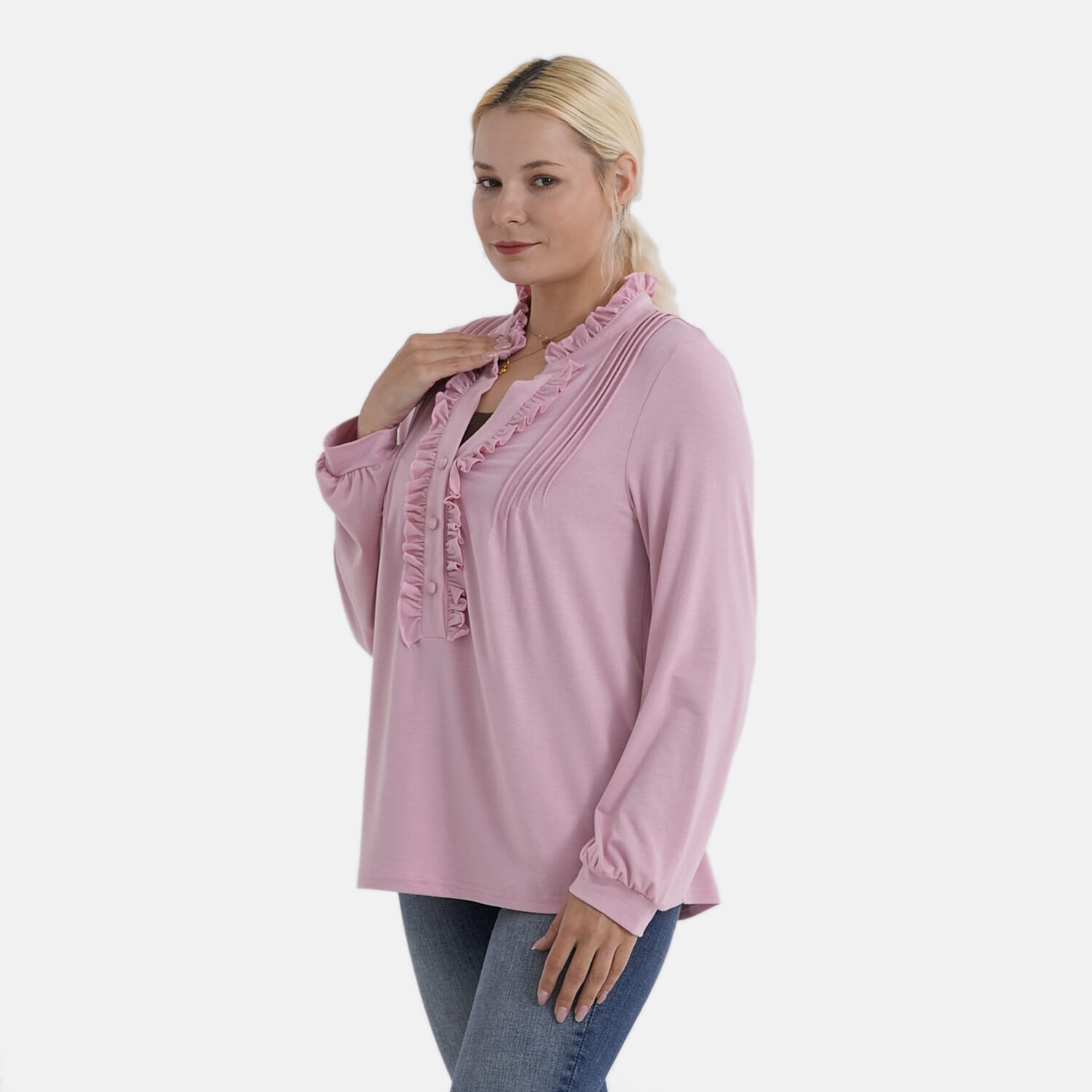 - Maisi Agaric Lace Collar Top (Size 8 to 10) - Pink