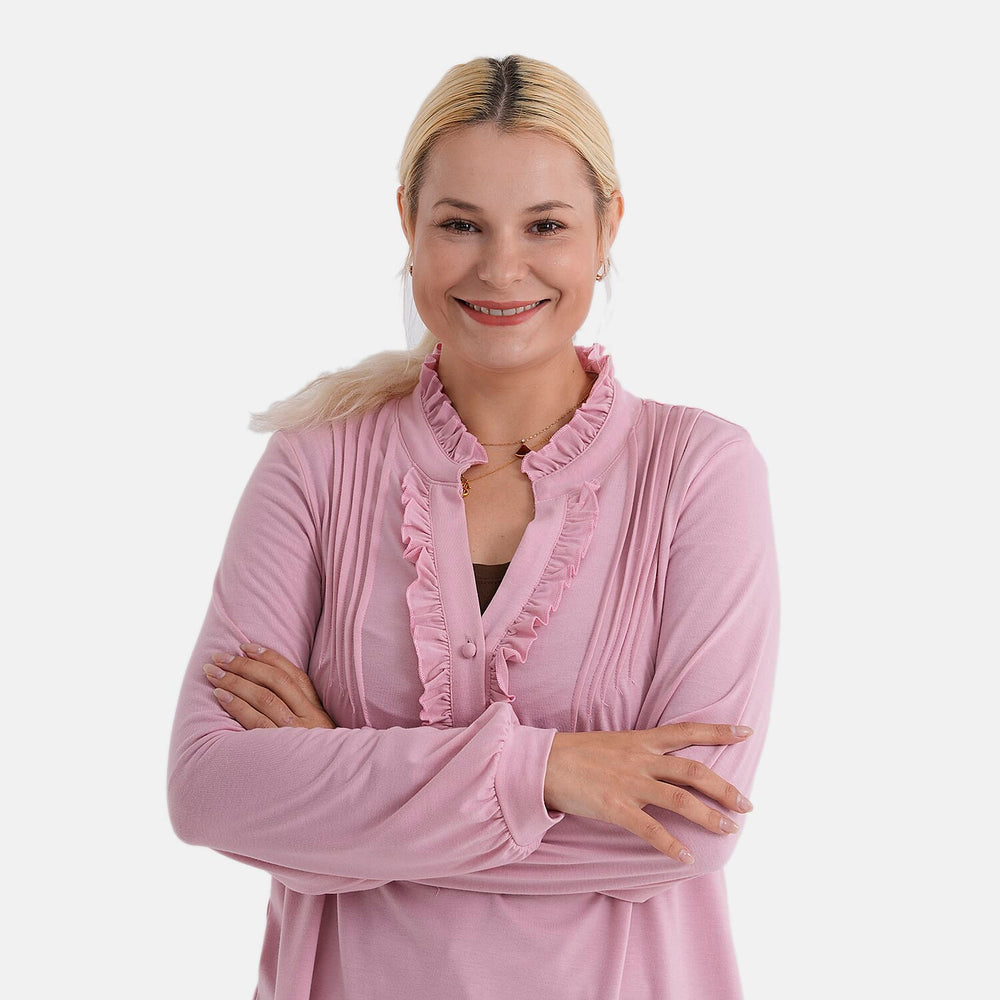 - Maisi Agaric Lace Collar Top (Size 8 to 10) - Pink