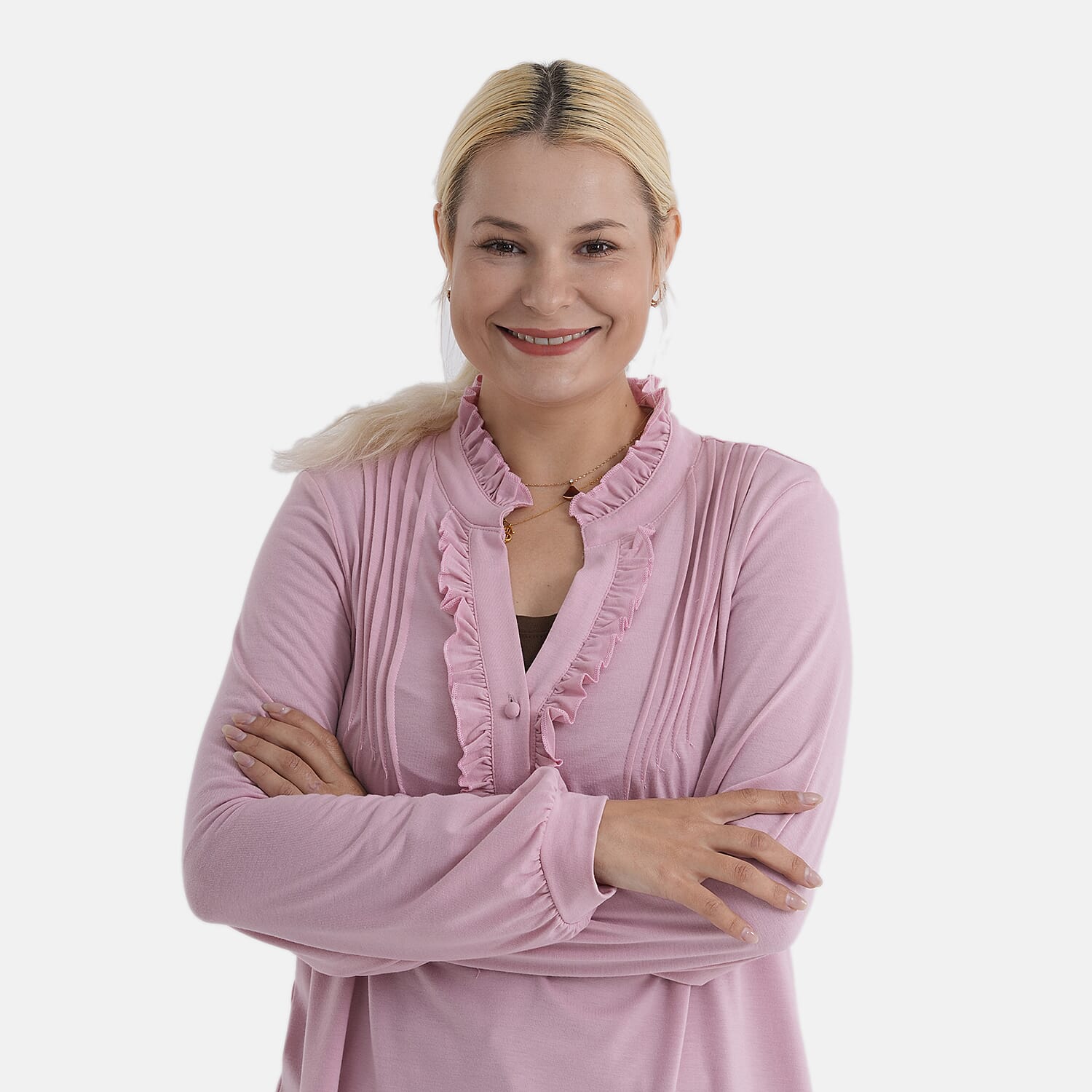 - Maisi Agaric Lace Collar Top (Size 8 to 10) - Pink