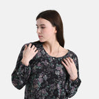 - Maisi Knitted Floral Print Blouse (Size 16-18) - Dark Purple