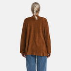 - Maisi Suedette Lond Sleeve Fall Cardigan (Size L) - Brown