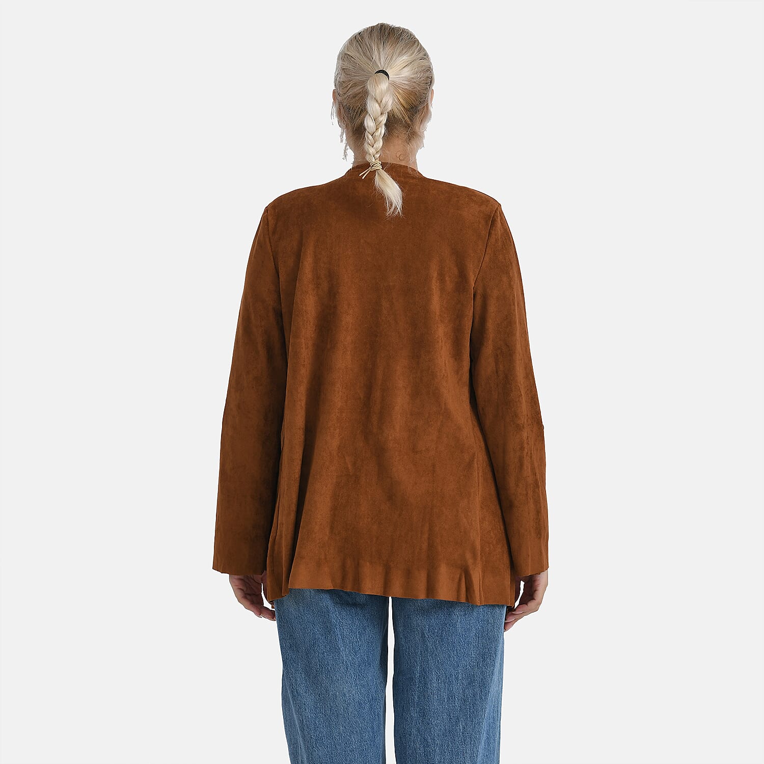 - Maisi Suedette Lond Sleeve Fall Cardigan (Size L) - Brown