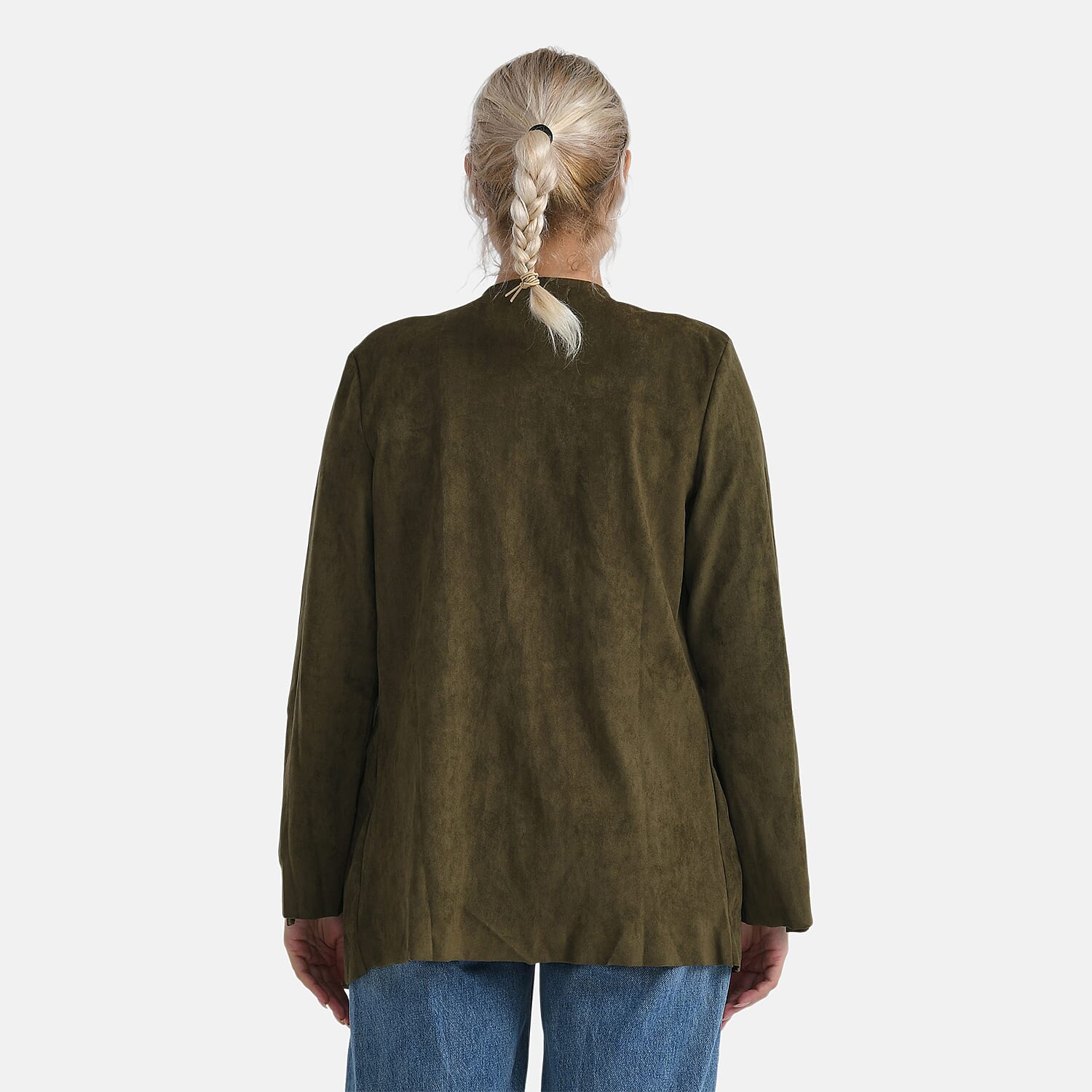 - Maisi Suedette Lond Sleeve Fall Cardigan (Size M) - Dark Olive Green