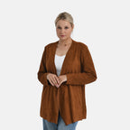 - Maisi Suedette Long Sleeve Fall Cardigan (Size M) - Brown