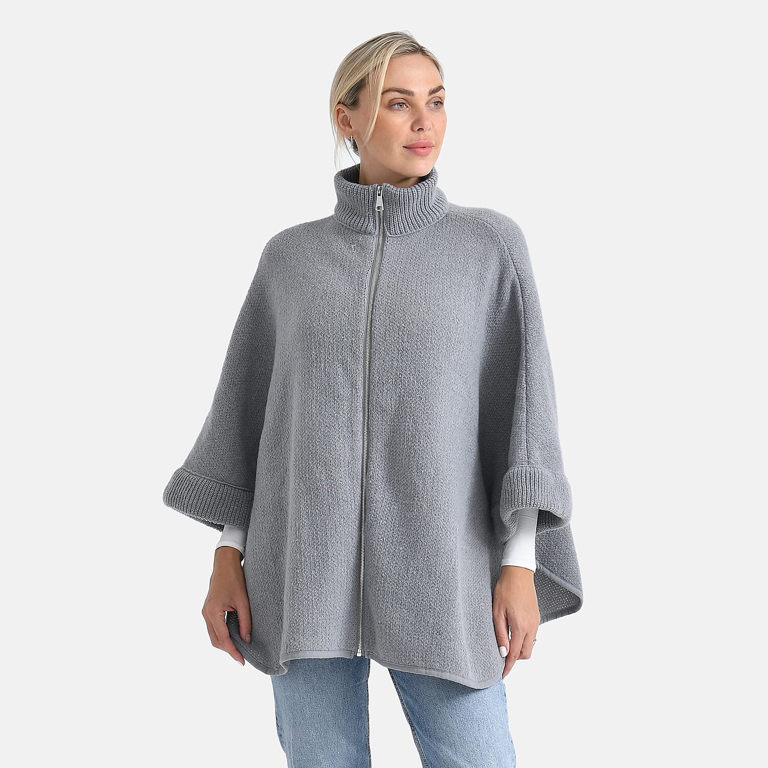 - Maisi High Tie Fleece Cardigan (One Size, 73 x 88 cm) - Grey
