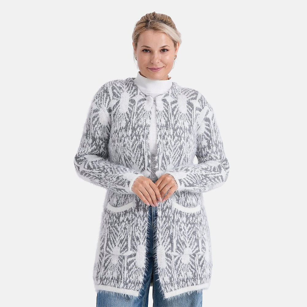 - MAISI Hoodless Coatigan (One Size, Fits UK 8-20) - Grey - White