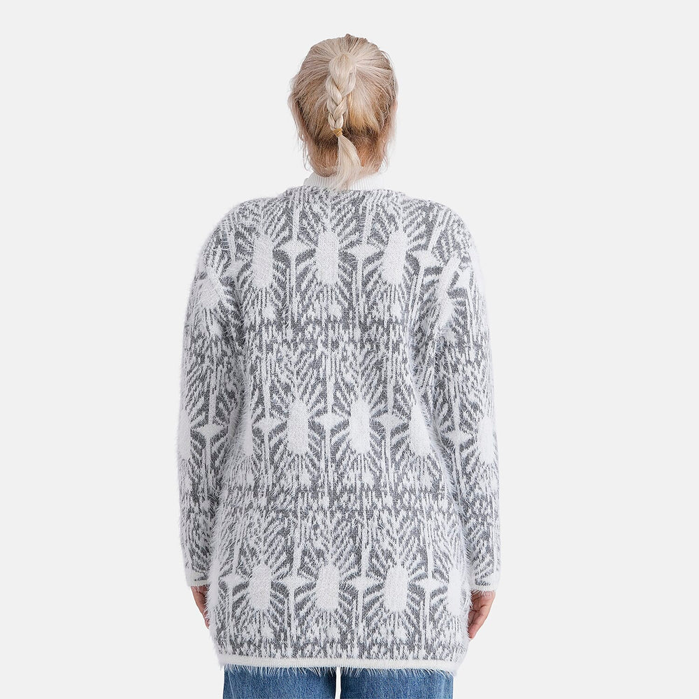 - MAISI Hoodless Coatigan (One Size, Fits UK 8-20) - Grey - White