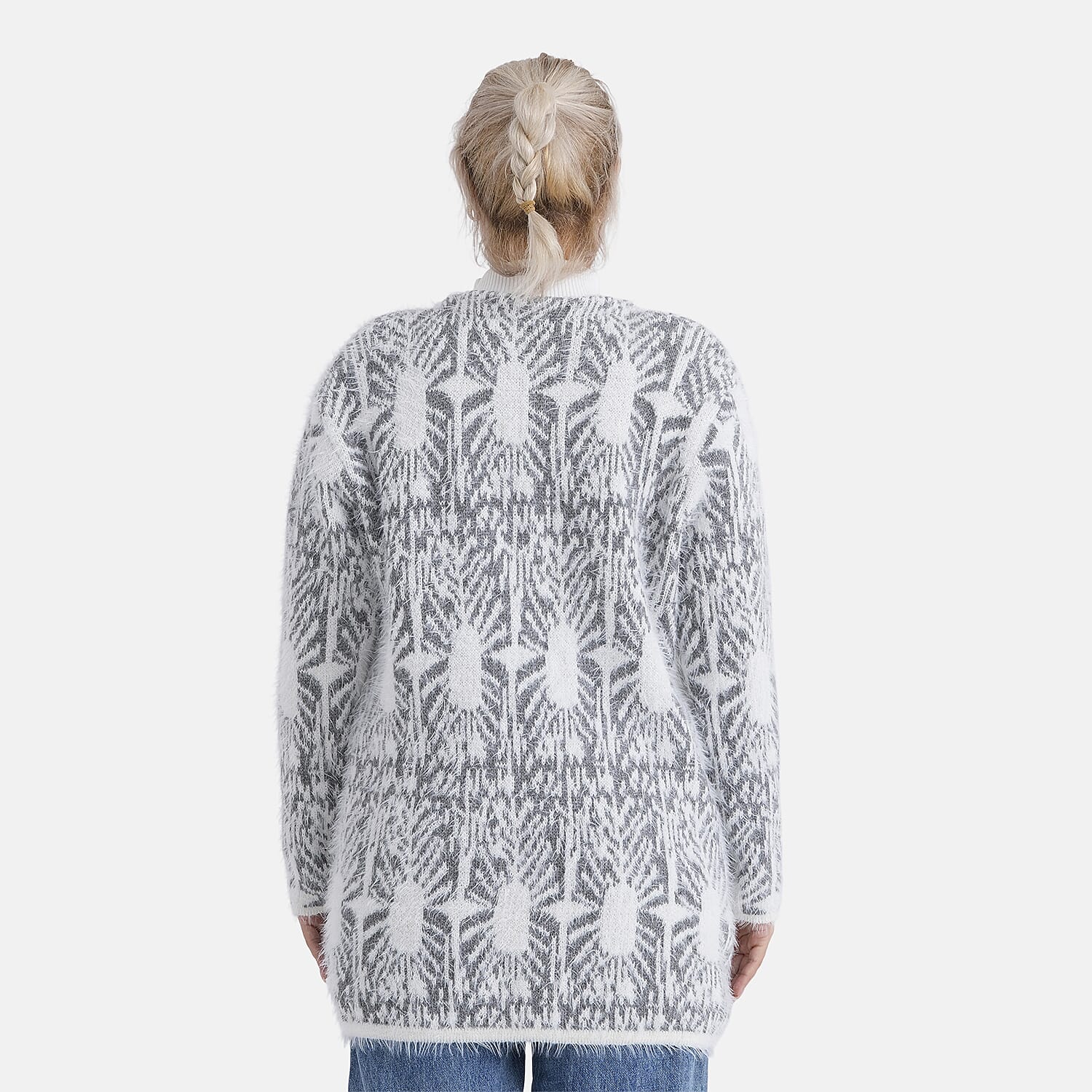 - MAISI Hoodless Coatigan (One Size, Fits UK 8-20) - Grey - White