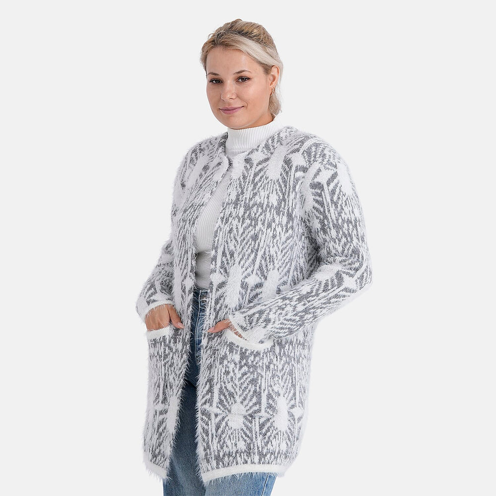 - MAISI Hoodless Coatigan (One Size, Fits UK 8-20) - Grey - White